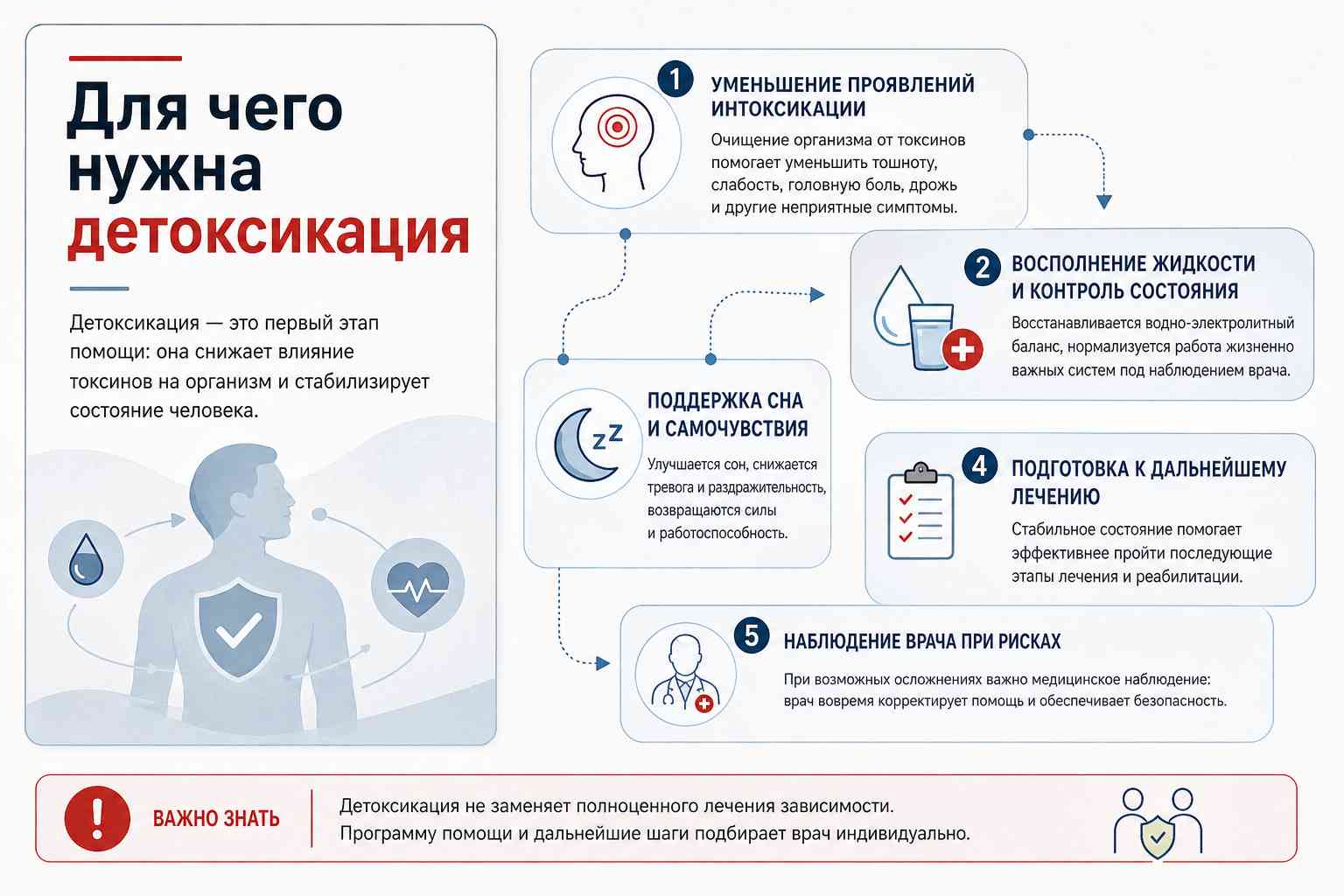 Инфографика объясняет этапы детоксикации